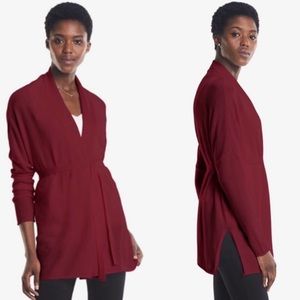 MM LaFleur Sweater Womens Medium Large Red Daphne Cashmere Open Cardigan Wrap